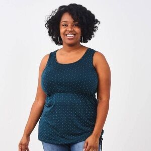 Latched Mama active nursing maternity tank teal dots size XS